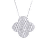 0.63ct 14k White Gold Diamond Pave Clover Necklace